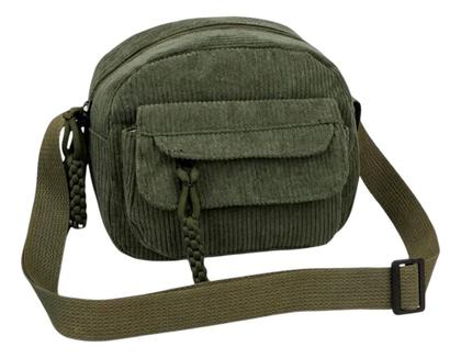 Imagem de Bolsa De Veludo Cotele Feminina Transversal Cor Marrom