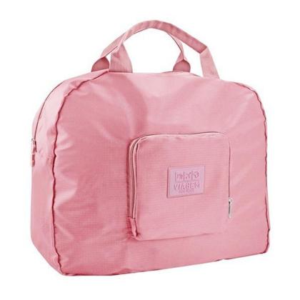 Imagem de Bolsa De Viagem Dobrável Trapézio Estampa Lisa Jacki Design Rosa