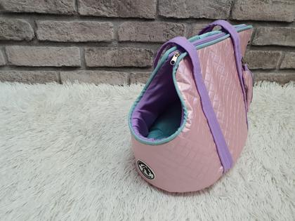 Imagem de Bolsa De viagem Pet Rosa E Lilás Para Caes E Gatos Passeios Conforto M