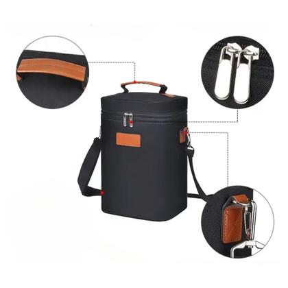 Imagem de Bolsa de Vinho Térmica Wine Bag 4 Garrafas Vinho Multiuso Preto