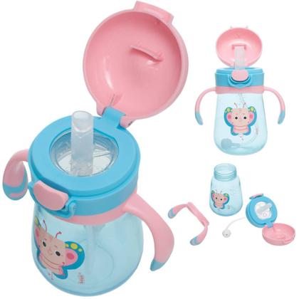 Imagem de Bolsa Escolar c Rodinhas, Lancheira Térmica, Estojo Duplo, Marmita e Copo Infantil Borboleta