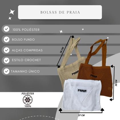 Imagem de Bolsa Espaçosa Feminina Crochê Tricot Saida de Praia Moda Verão