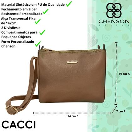 Imagem de Bolsa Feminina Alça Transversal Fixa Divisão Dupla Chenson