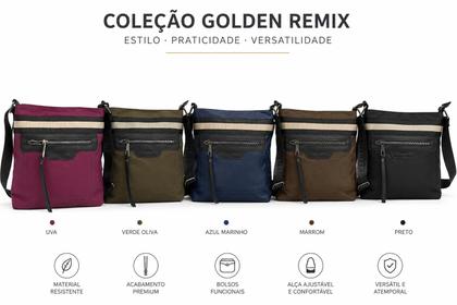Imagem de Bolsa Feminina Alça Transversal Tiracolo Resistente Reforçada Nylon Casual Leve Multi Bolsos Pequena Golden Fenix