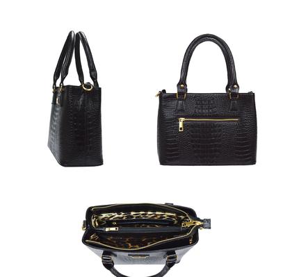 Imagem de Bolsa Feminina Azul Estruturada Mão Ombro e Transversal Tiracolo em Couro Modelo Tote Madamix