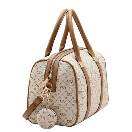 Imagem de Bolsa Feminina Bau de Mão/Transversal Chenson CG85496 Monograma Elegance Cor:Bege