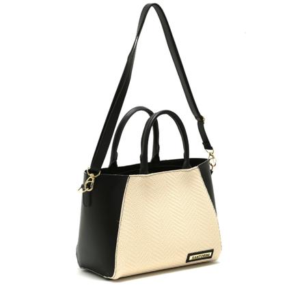 Imagem de Bolsa Feminina Bicolor Com Bolso Externo + Alça Lateral !
