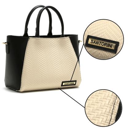 Imagem de Bolsa Feminina Bicolor Com Bolso Externo + Alça Lateral !