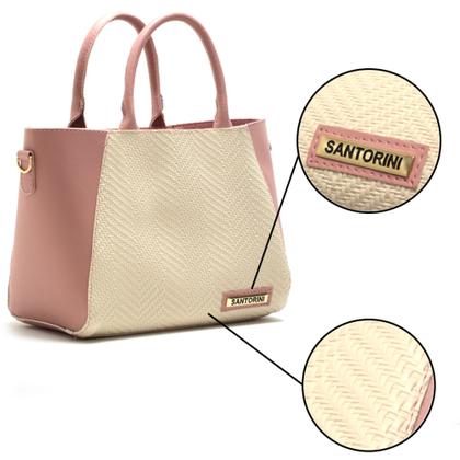 Imagem de Bolsa Feminina Bicolor Com Bolso Externo + Alça Lateral !