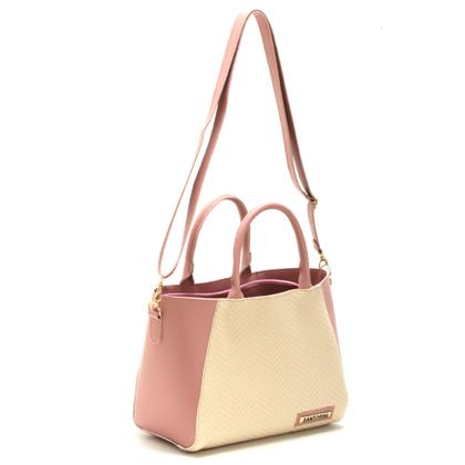 Imagem de Bolsa Feminina Bicolor Com Bolso Externo + Alça Lateral !