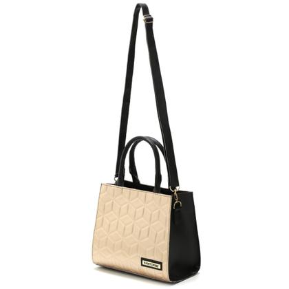 Imagem de Bolsa Feminina Bicolor Com Bolso Externo + Alça Lateral !