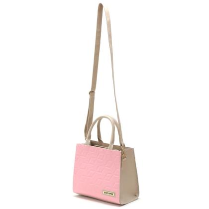 Imagem de Bolsa Feminina Bicolor Com Bolso Externo + Alça Lateral !