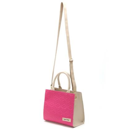 Imagem de Bolsa Feminina Bicolor Com Bolso Externo + Alça Lateral !