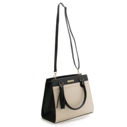 Imagem de Bolsa Feminina Bicolor Com Carteira Santorini Handbag Tricê Preto/Creme