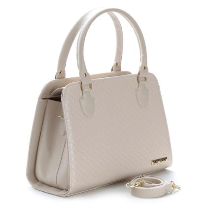 Imagem de Bolsa Feminina bicolor mais carteira Metalassê, com alça transversal Santorini Handbag Creme