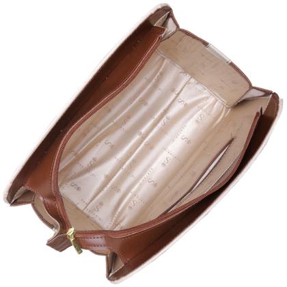 Imagem de Bolsa Feminina bicolor mais carteira Metalassê, com alça transversal Santorini Handbag Marrom/creme