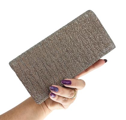 Imagem de Bolsa feminina carteira de mão brilho festa preta nude azul