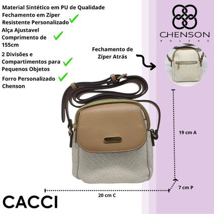 Imagem de Bolsa Feminina Casual Texturizada Tressê Fecho Ecler Chenson