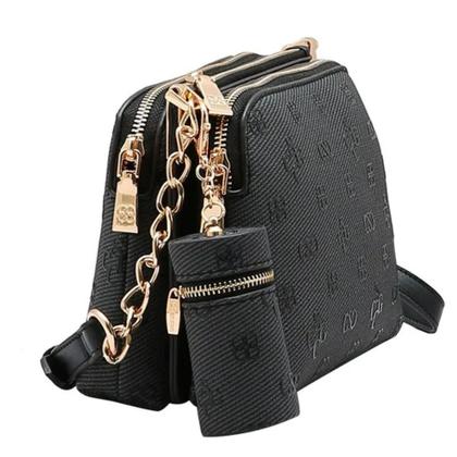 Imagem de Bolsa Feminina Chenson 3485417 Compacta Com 3 Divisões Em Zíper E Porta Moedas Decorativo