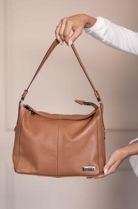 Imagem de Bolsa Feminina Couro Legitimo Sacola Hobo Média Caramelo Luxo
