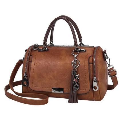 Imagem de Bolsa Feminina Crossbody com Borla e Grande Capacidade - Com Zíper e Alça Ajustável