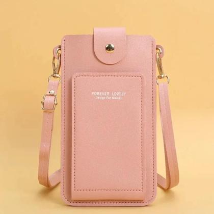 Imagem de Bolsa Feminina Crossbody de Couro Macio com Tela Sensível ao Toque