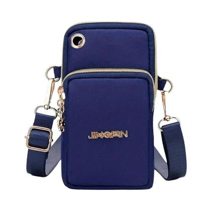 Imagem de Bolsa Feminina Crossbody de Nylon - Com Zíper Triplo e Compartimento para Fone