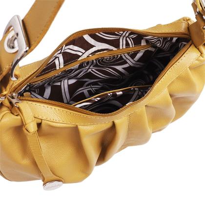 Imagem de Bolsa feminina de couro amarelo manteiga Rebeca