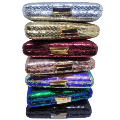 Imagem de Bolsa Feminina De Festa Clutch Quadrada Paetês Cores Variadas