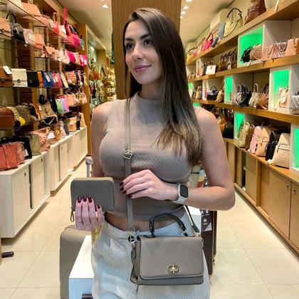 Imagem de Bolsa Feminina de Mão e Transversal Porta celular Kit 2 pçs com Carteira 9159 Cor:Cafe