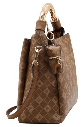 Imagem de Bolsa Feminina de Mão / Transversal Chenson CG85388 Monograma Elemento Gráfico Cor:Natural