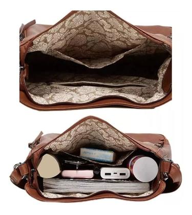 Imagem de Bolsa Feminina De Ombro Grande Couro Resistente Kit 3 Peças!
