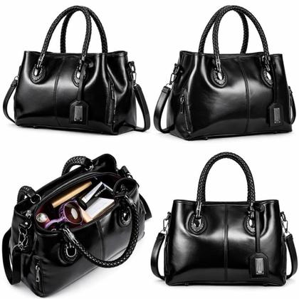 Imagem de BOLSA FEMININA DE OMBRO PRETA MODERNA ELEGANTE E ESPAÇOSA Cor:Preto - GENERICA