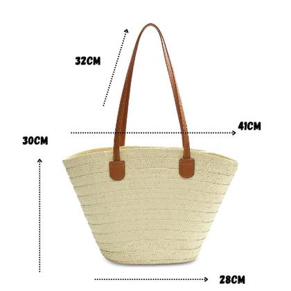 Imagem de Bolsa Feminina De Palha Grande Moda Praia Verão Passeio Viagem Mulher Sacola