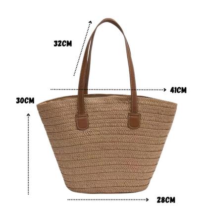 Imagem de Bolsa Feminina De Palha Grande Moda Praia Verão Passeio Viagem Mulher Sacola