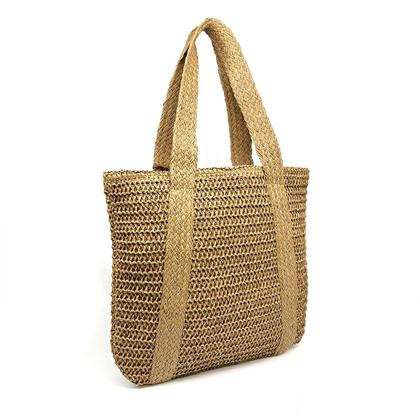 Imagem de Bolsa Feminina De Palha Para Piscina E Praia Quadrada Luxo