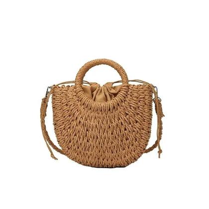 Imagem de Bolsa Feminina de Palha Trançada - Grande Capacidade, Estilo Meia Lua, para Praia e Verão