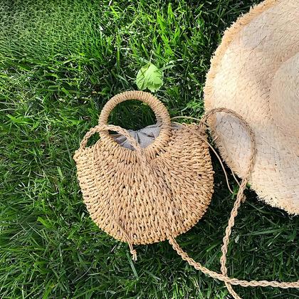 Imagem de Bolsa Feminina de Verão em Rattan e Palha - Bolsa Crossbody Pequena para Praia