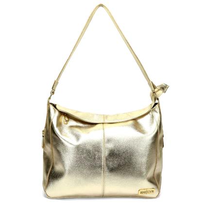 Imagem de Bolsa Feminina em Couro Legitimo Dourada Sacola Hobo Média Road Seven