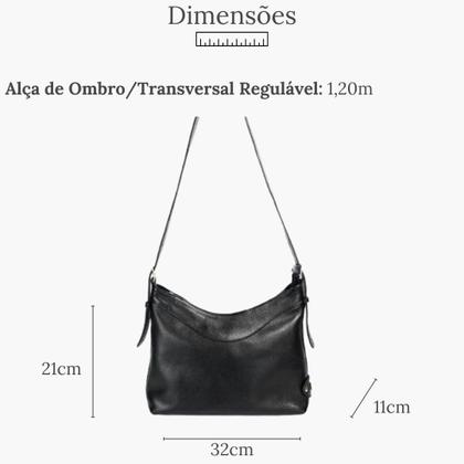 Imagem de Bolsa Feminina em Couro Legitimo Média Sacola Transversal e Ombro Preta Road Seven