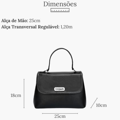 Imagem de Bolsa Feminina em Couro Legitimo Pequena Alça de Mão e Transversal Off White com Metais Dourados Road Seven