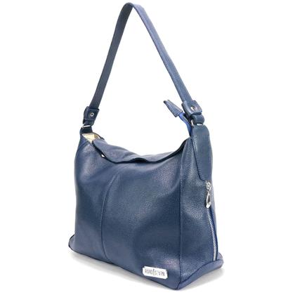 Imagem de Bolsa Feminina em Couro Legitimo Sacola Hobo Média Azul Marinho Road Seven