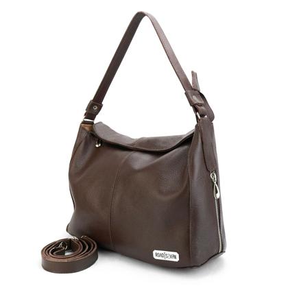 Imagem de Bolsa Feminina em Couro Legitimo Sacola Hobo Média Road Seven Metais Pratas