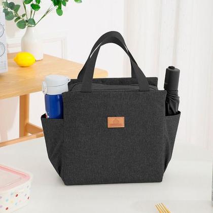 Imagem de Bolsa Feminina Estilosa Lancheira Semi Impermeavel Isolamento Termico Prática Espaçosa Basica Porta Garrafa Elegante Top