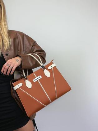 Imagem de Bolsa Feminina Grande com Divisórias Tote Talassa Tressê Transversal Moderna 