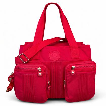 Imagem de Bolsa Feminina Grande Nylon com Bolsos e Chaveiro Espaçosa Leve e Multiuso