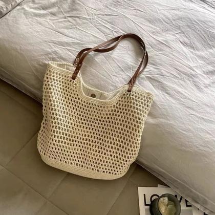 Imagem de Bolsa Feminina Grande Praia Estilo Croche Moda Verão Linda
