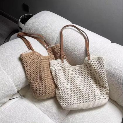 Imagem de Bolsa Feminina Grande Praia Estilo Croche Moda Verão Linda
