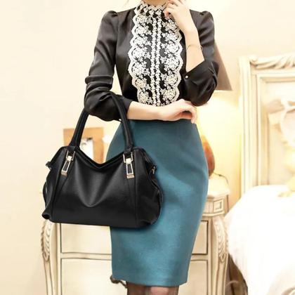 Imagem de Bolsa Feminina Grande Preto Tiracolo Blogueira Casual Trabalho