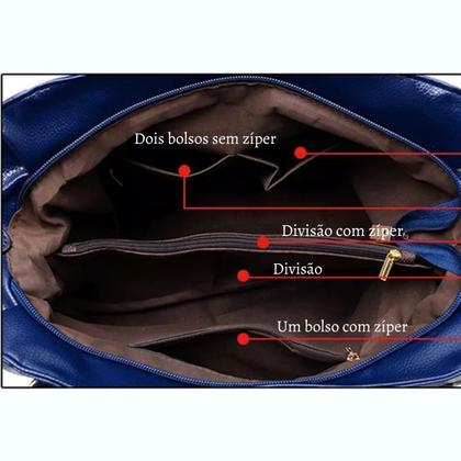 Imagem de Bolsa Feminina Grande Preto Tiracolo Blogueira Casual Trabalho